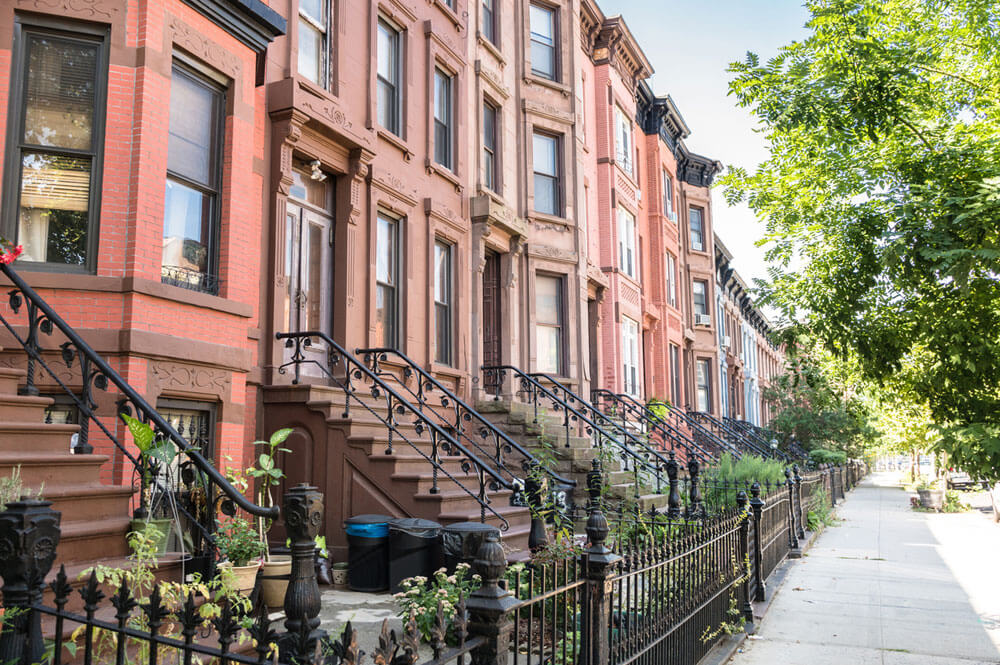 Row of Brownstone Residential Buildings